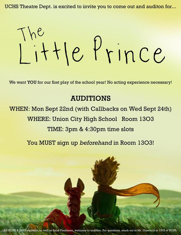 The Little Prince Auditions Flyer