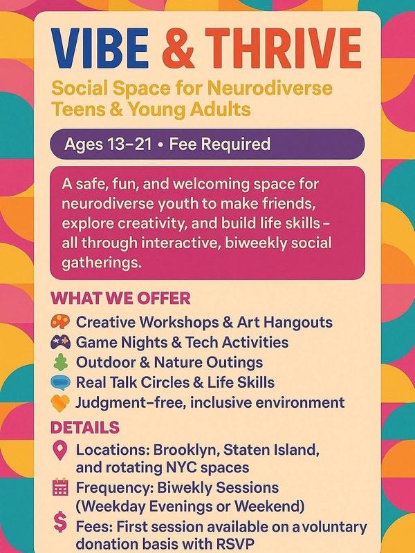 VIBE & THRIVE Social Space for Neurodiverse Teens & Young Adults