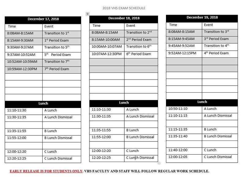Final Exam Schedule 2018