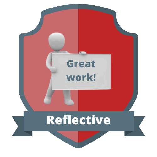 Reflective: a figure holds a sign