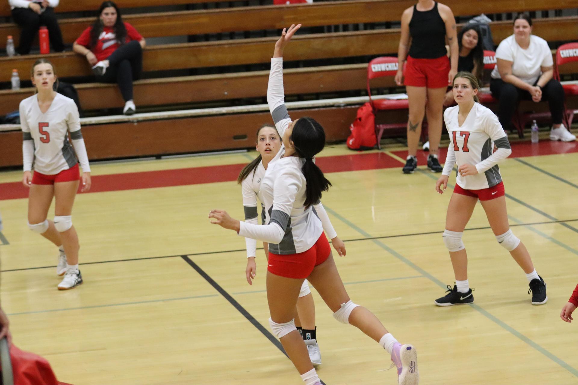 junior varsity girls playing volleyball against Liberty
