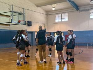 Girls Volleyball team on the court