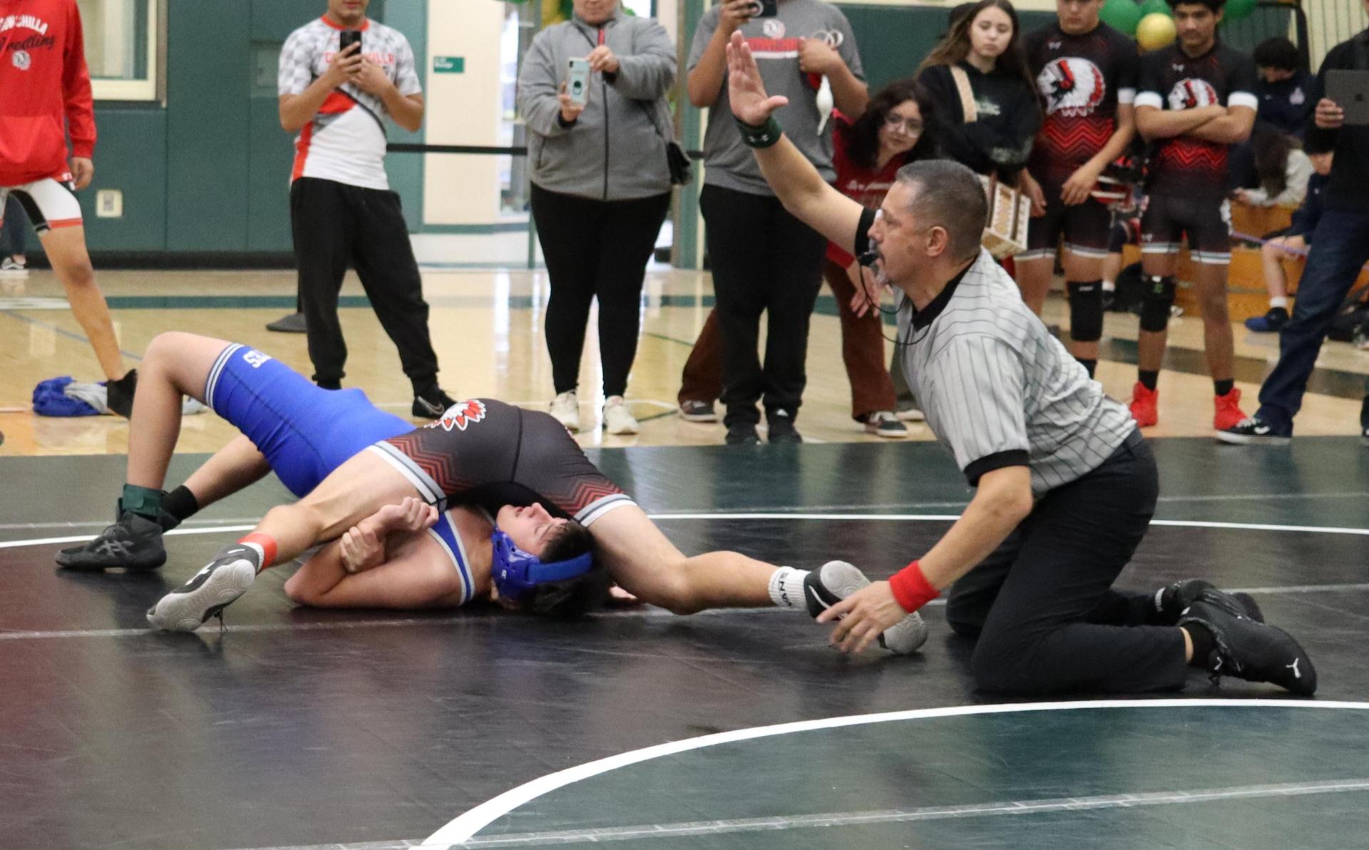 wrestlers in action at the Hawks invitational