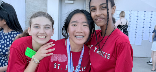 3 girls in CYO Track team