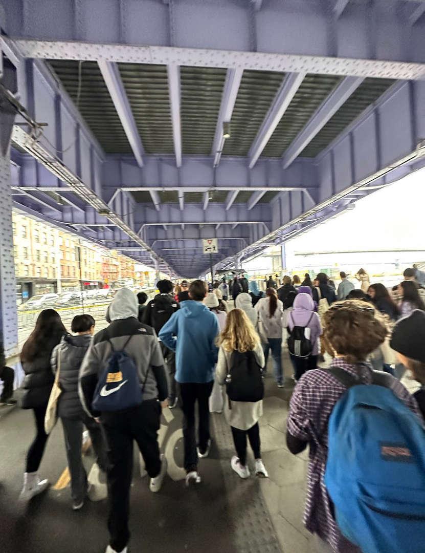 students walking