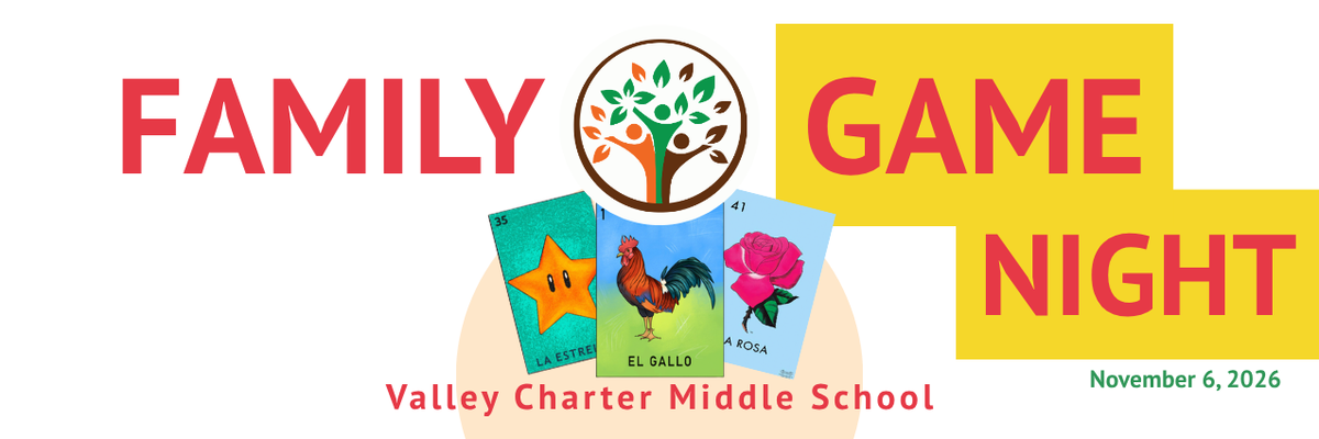 valley charter middle school family game night event graphic