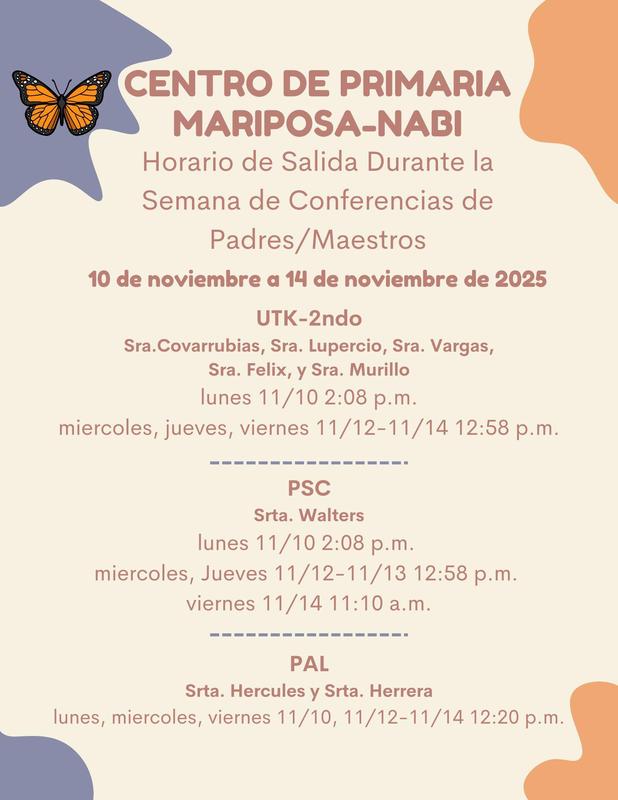 Horario de Salida estudiantil durante conferencias de maestros