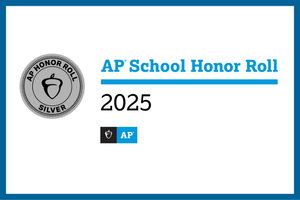 graphic with silver medal and text AP School Honor Roll Silver