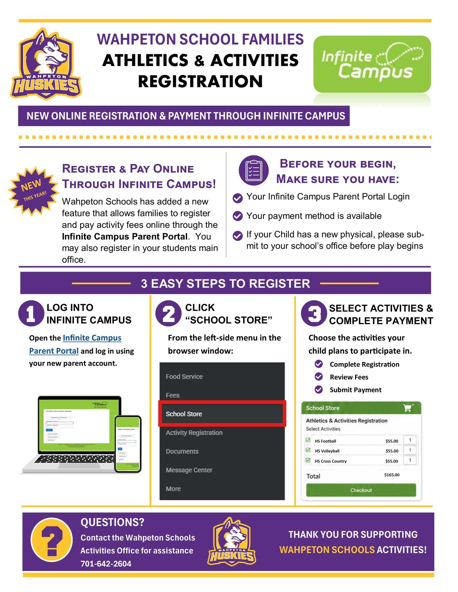 WPS Activities & Atheltics Registration Infinite Campus