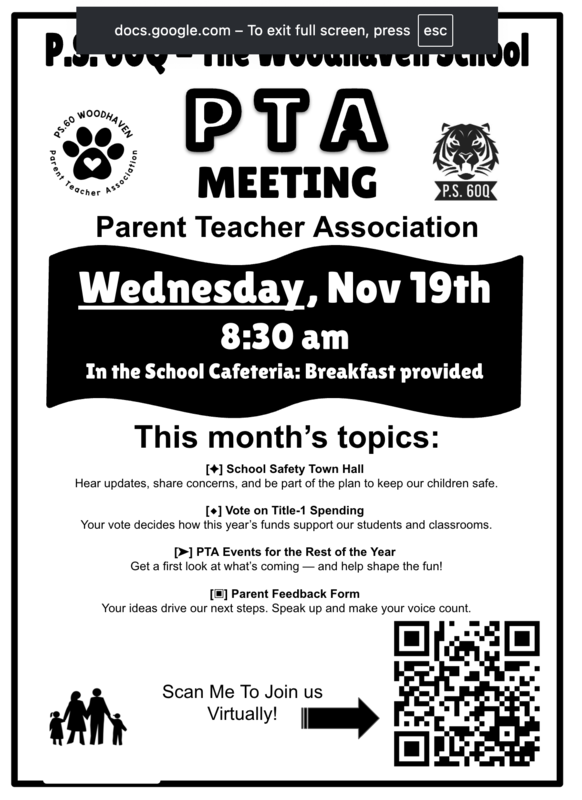 PTA November flyer