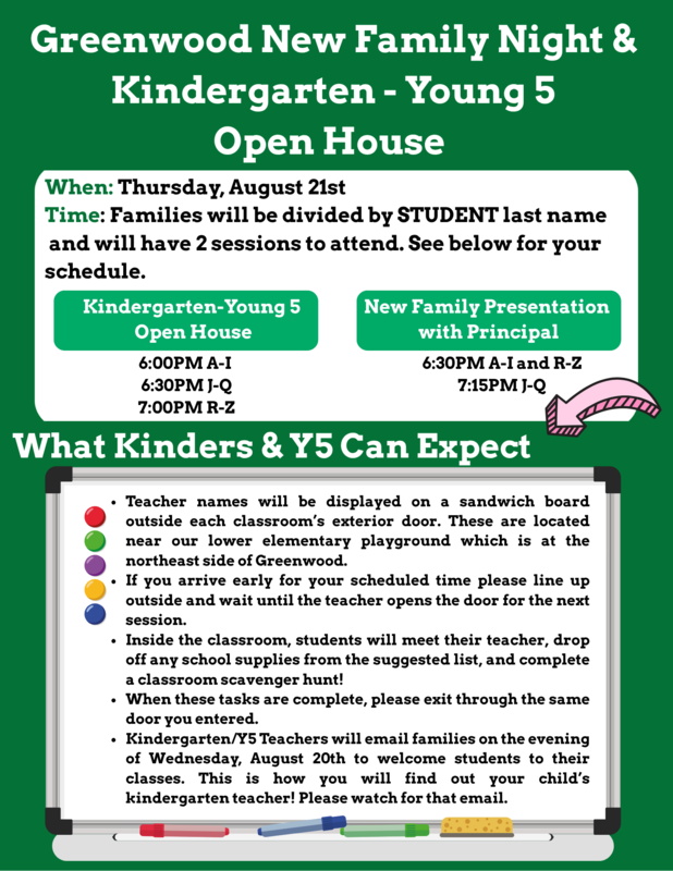 Greenwood new family kinder night