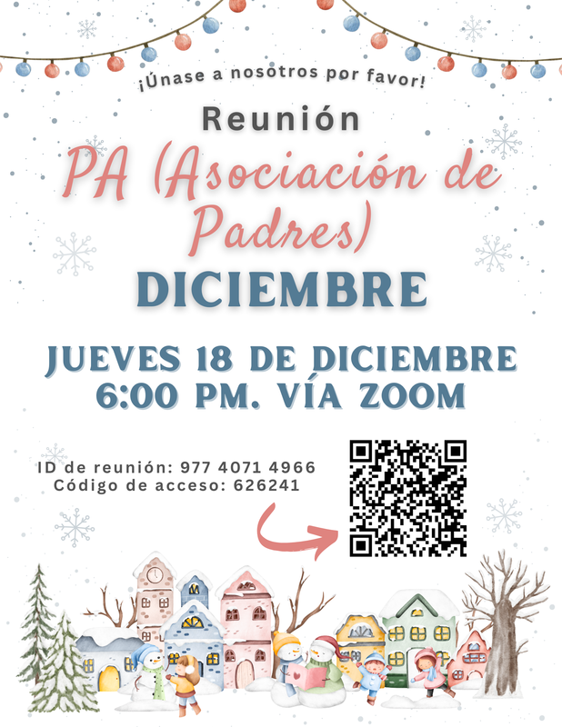 December PA meeting Flyer (Spanish)