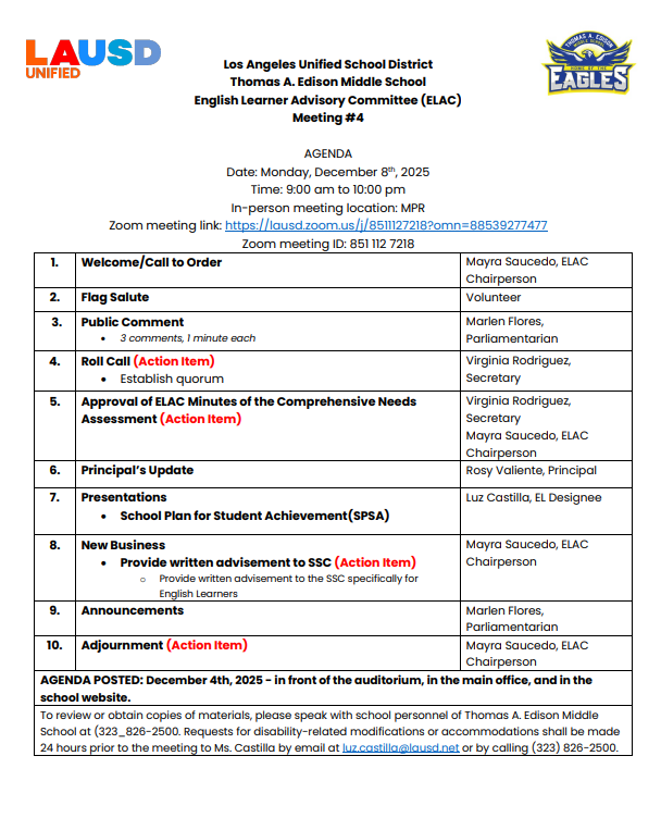 ELAC Meeting #4 Featured Photo