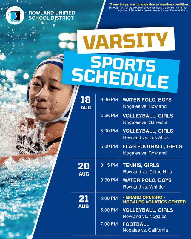RUSD Varsity Sports Schedule
