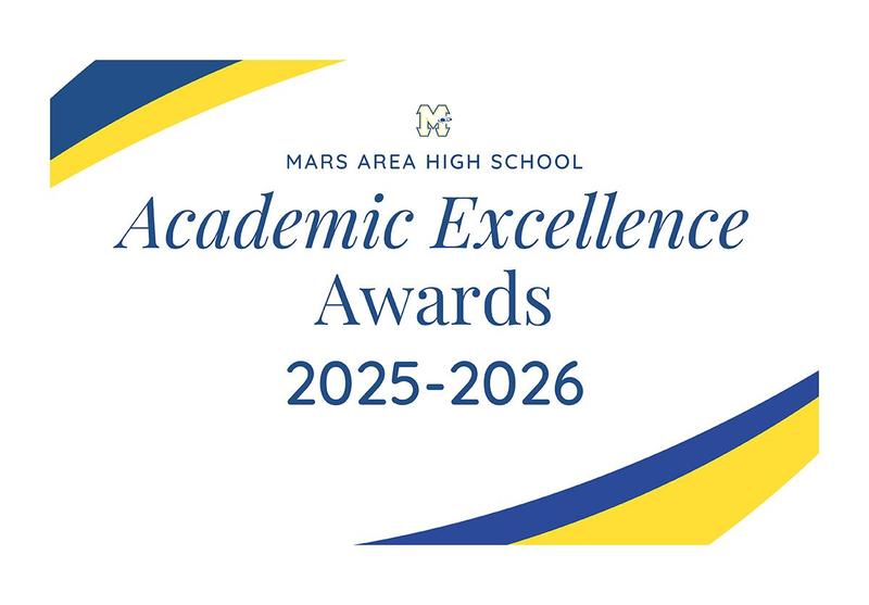 yellow and blue swirls with the words Academic Excellence Awards