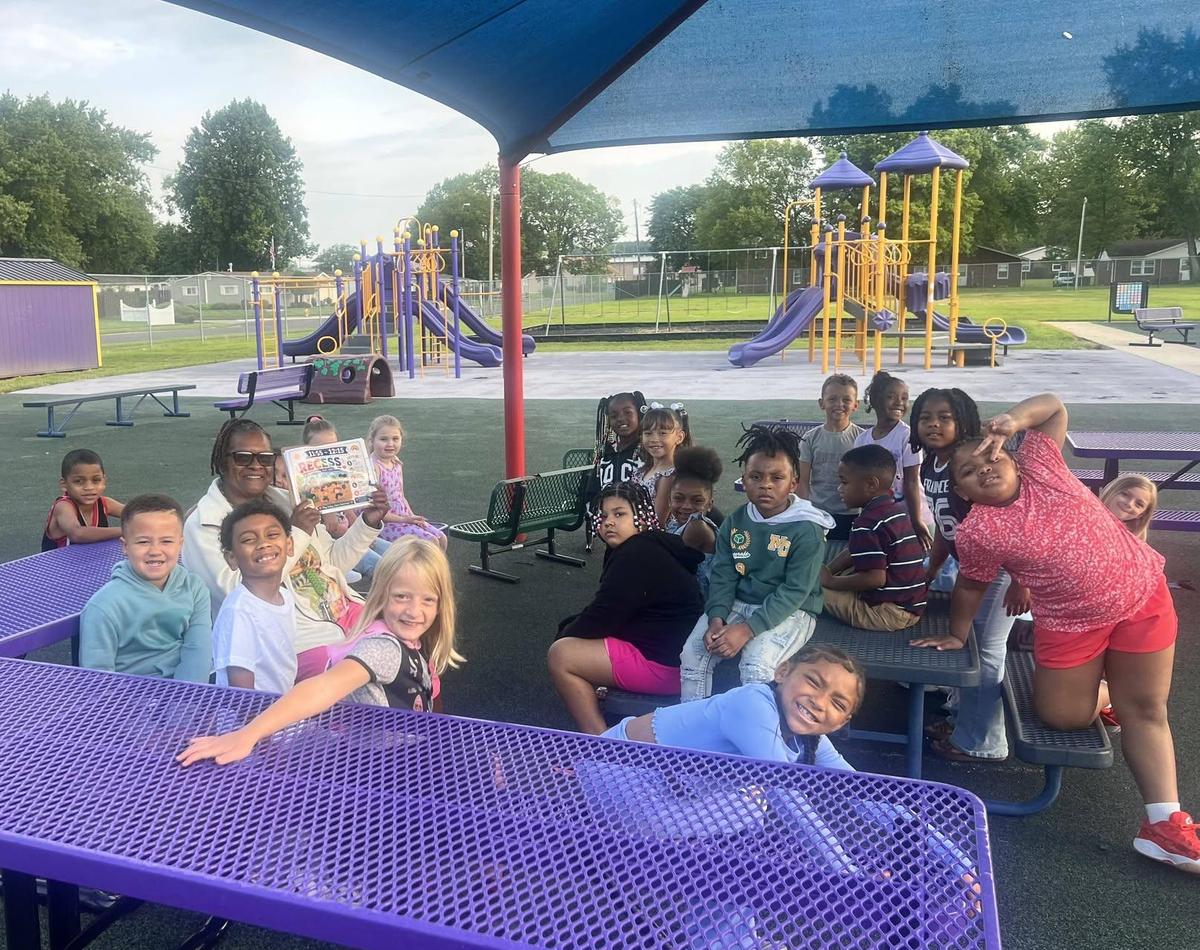 students pose for a photo during recess at FSES