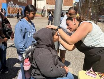 face painting at the PTA Carnival