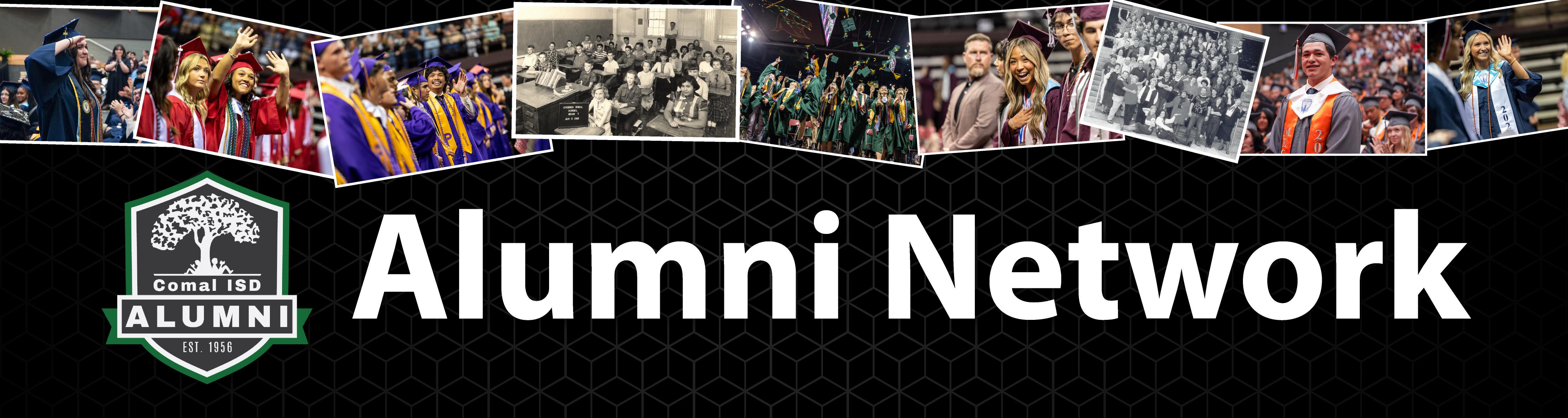 alumni network banner with photos of graduation students