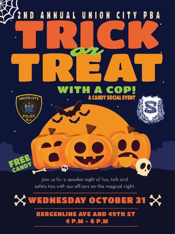 Trick or Treat with a Cop: A Candy Social Event Flyer