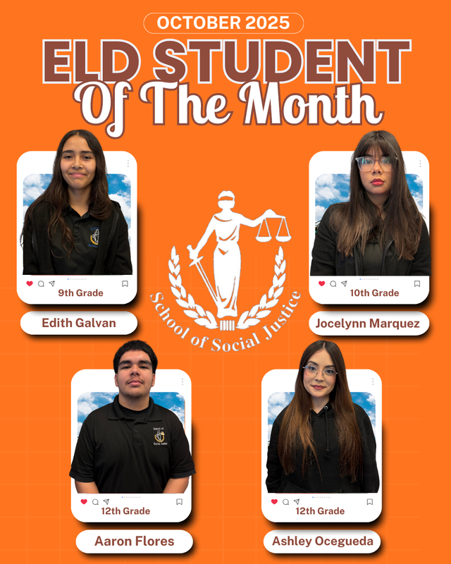 Congratulations to our October 2025 ELD Students of the Month! 🎉