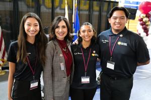Superintendent Dr. Monica Oviedo is joined by students during State of the District.