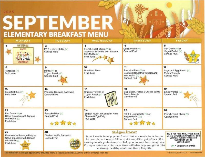Breakfast Menu for September