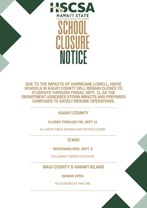 HSCSA School Closure Notice
