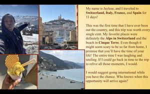 Photos and comments from a student about a previous trip.