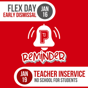 Red and white bell logo and reminder text