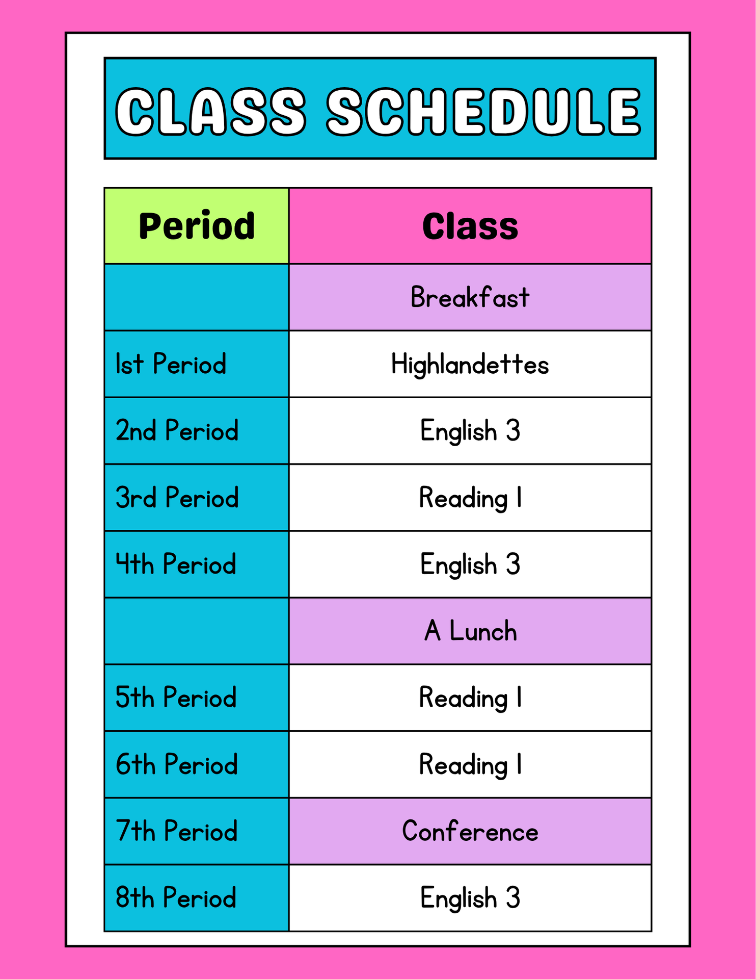 Class Schedule