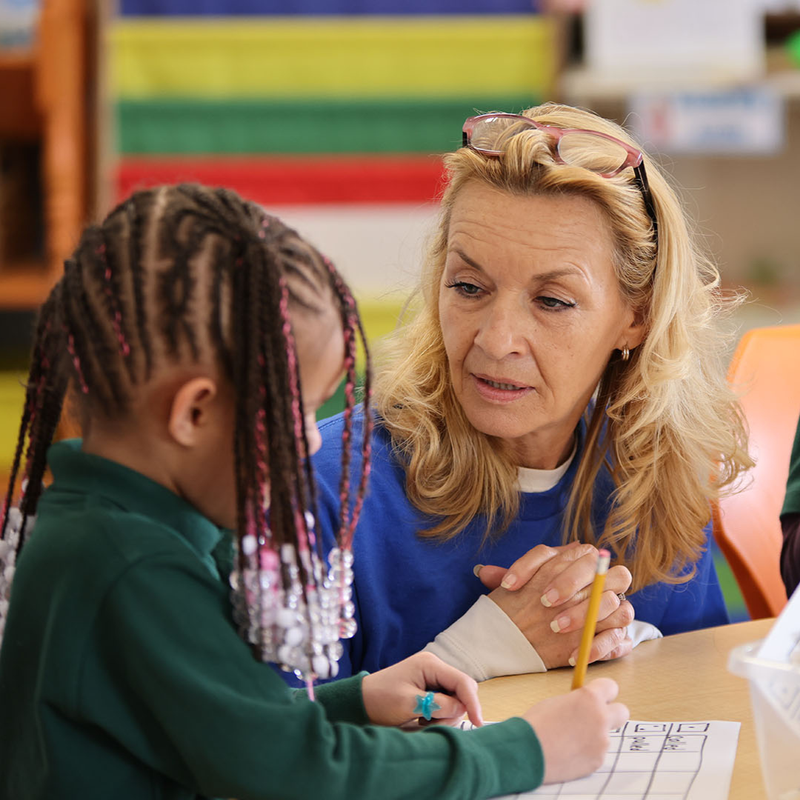 HSA student and teacher working in the classroom