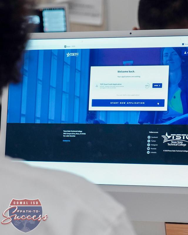 - Canyon High School student accessing the Texas State Technical College application.