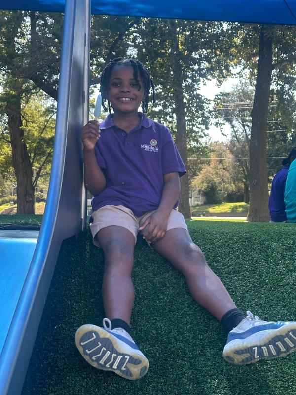 A boy on a slide