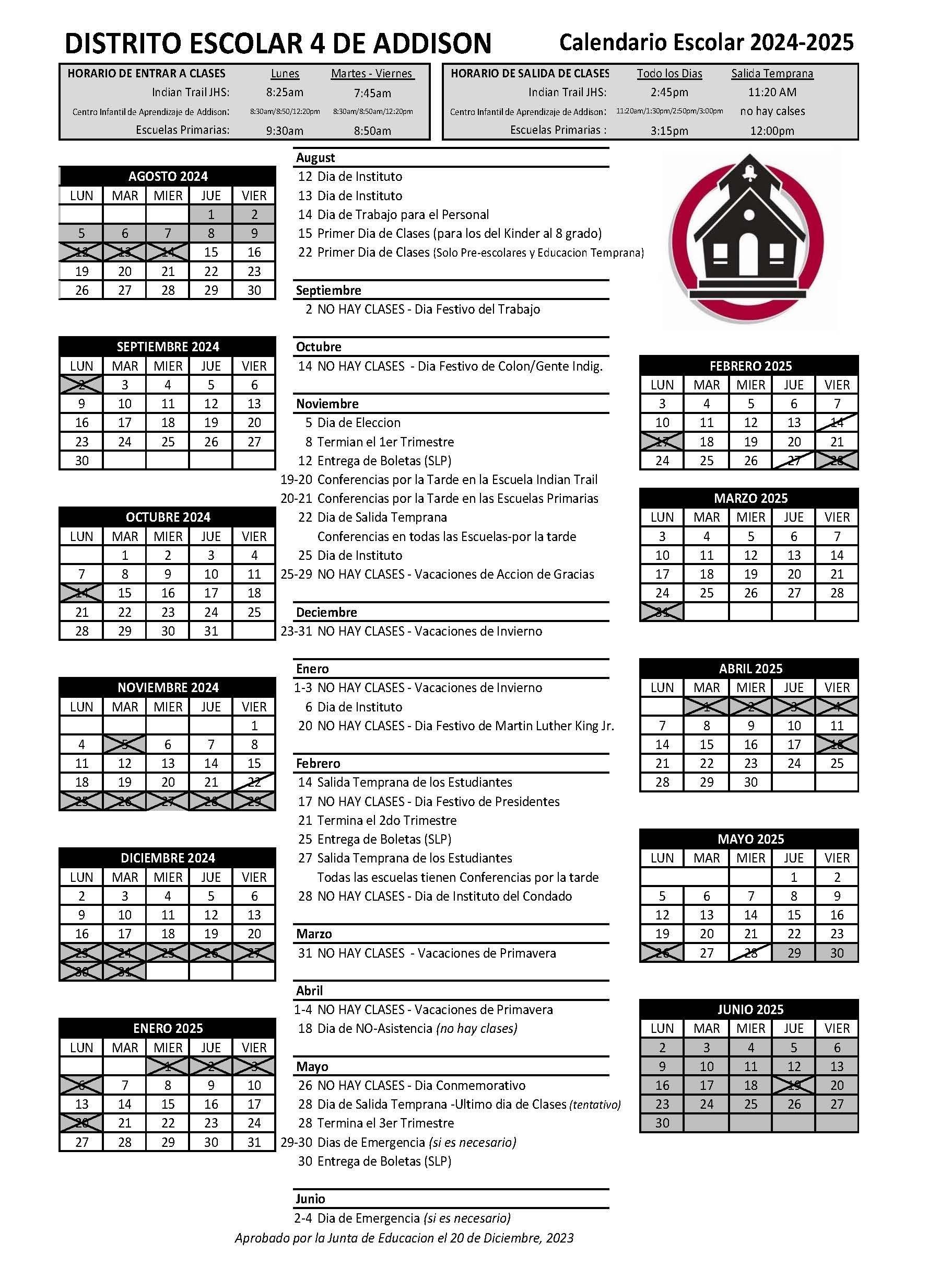 Calendar – District – Addison School District 4