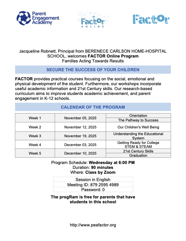 English Flyer Parent engagement academy