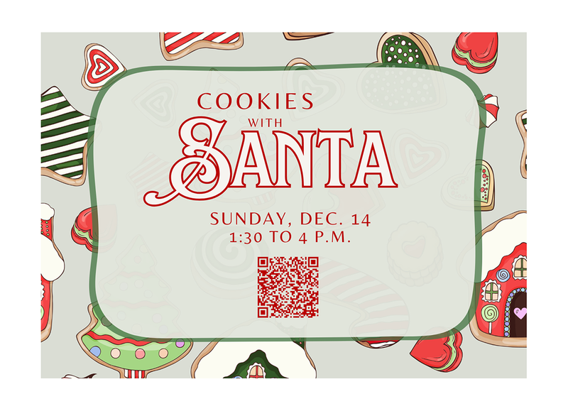 a rounded square with christmas cookes in the background