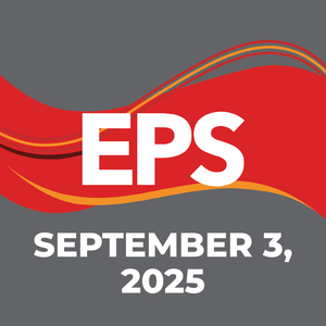EPS logo, wave design in crimson and gold