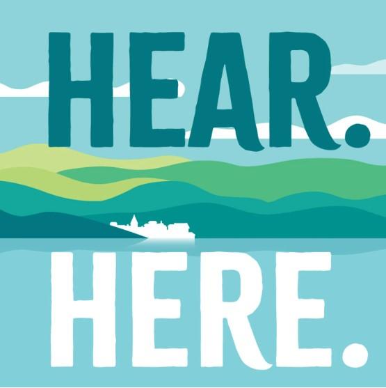 "Hear here" podcast icon