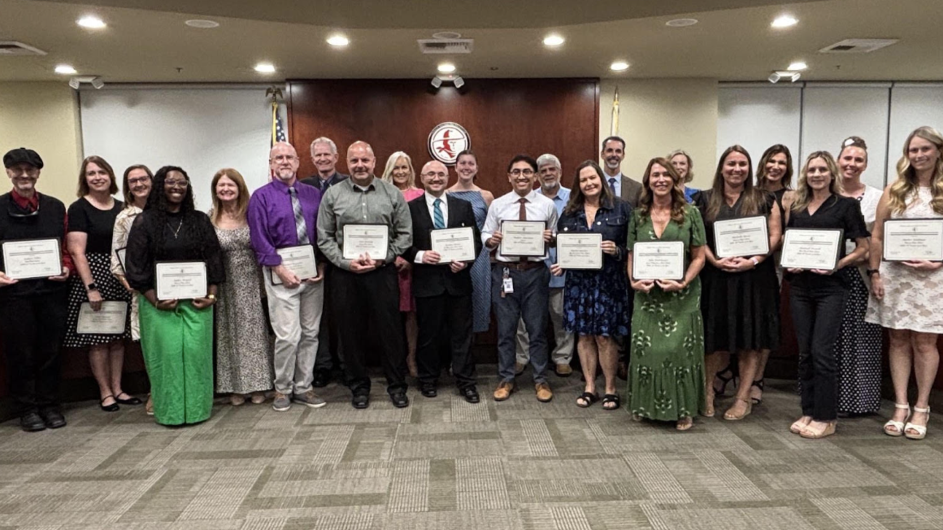 Photo of the various Teachers of the Year and the Governing Board