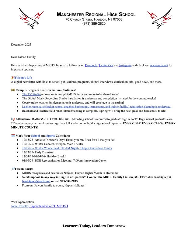 Superintendent's Message for December 2025