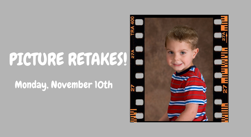 Boy sitting for a school picture. Picture Retake Date