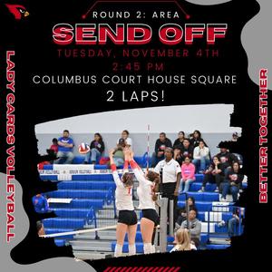 Send off at the courthouse Tuesday at 2:45pm