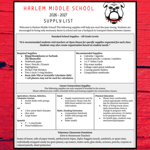 picture of HMS school supply list 26-27