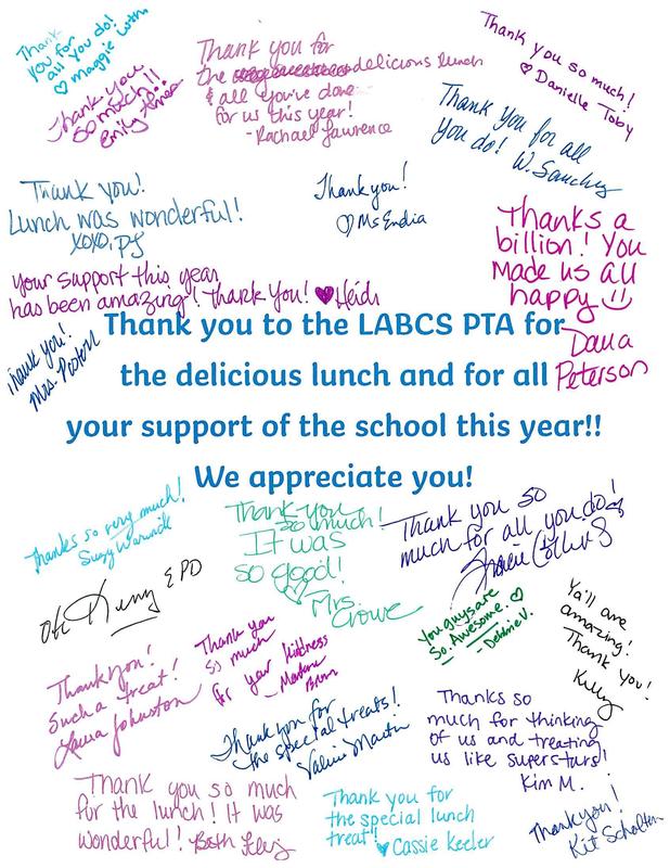 Thank You to our LABCS PTA!!