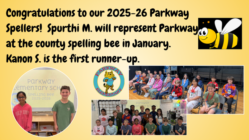 yellow background with pictures of students and a clipart bee