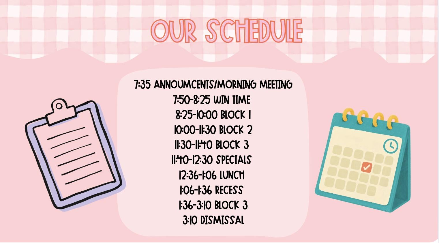 3rd Grade 3 Way Schedule