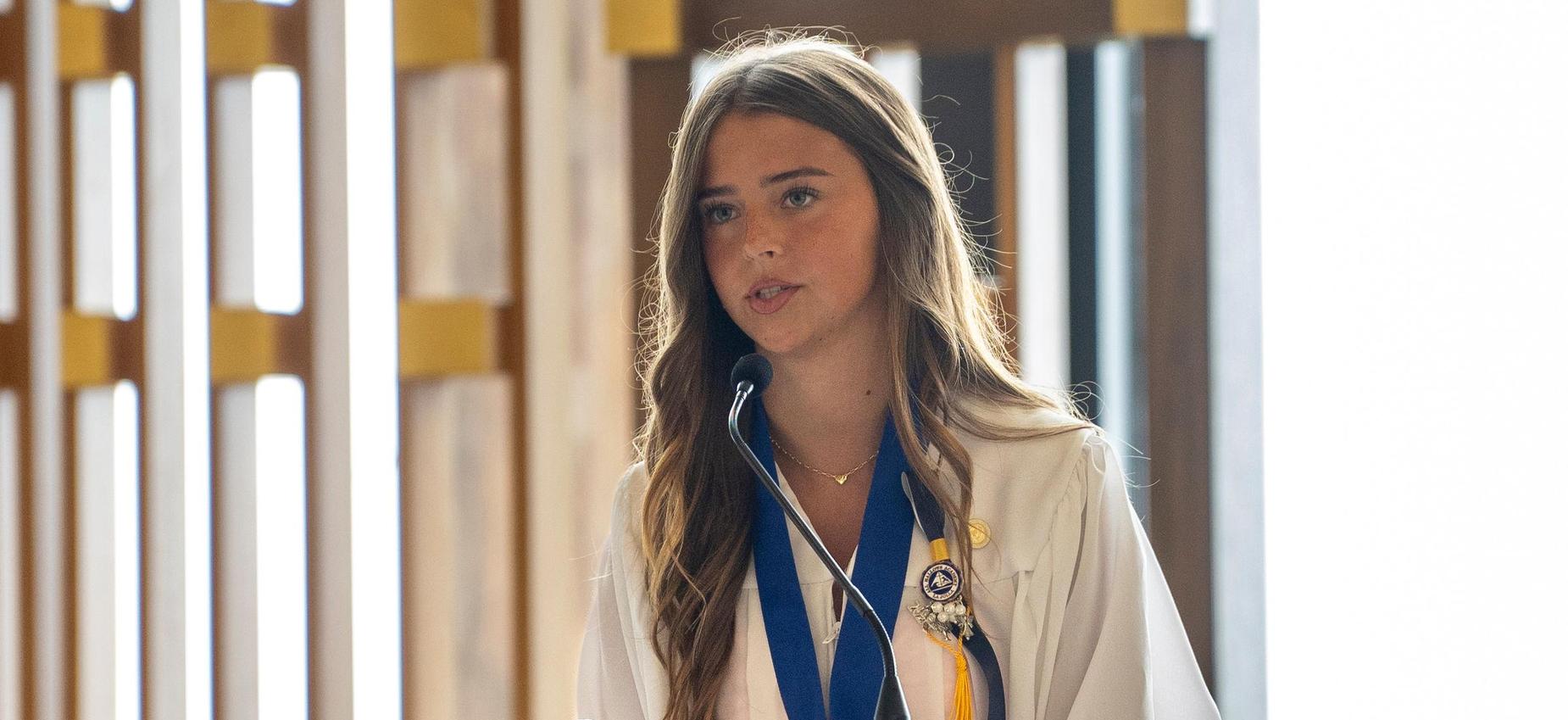 Student Council President gives speech at graduation