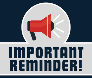 Important Reminder with red megaphone