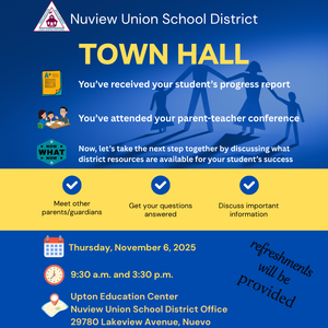 Town Hall flyer; full details provided in the text below.