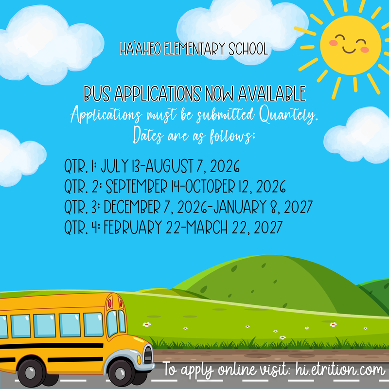 SY 2026-2027 Quarter 1- Bus Applications Open from 7/13-8/7 Featured Photo